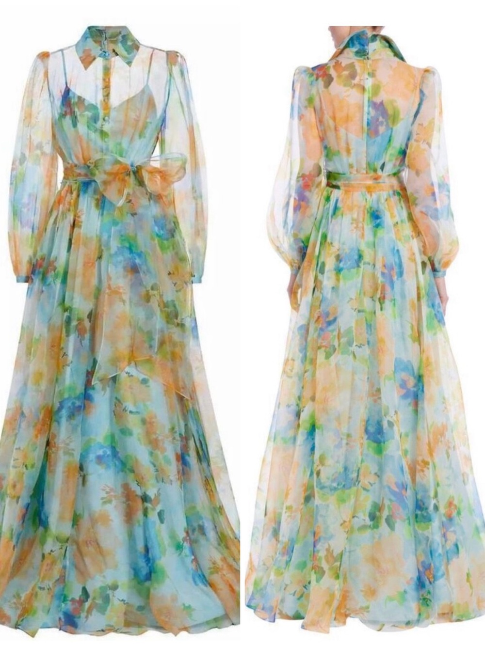 Badgley Mischka Women’s Belted Silk Organza Gown Size 10